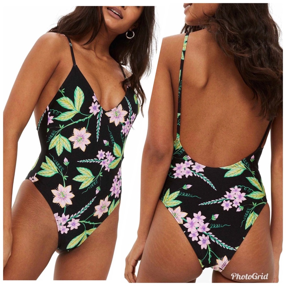 TOPSHOP Tropical Floral One Piece Swimsuit.